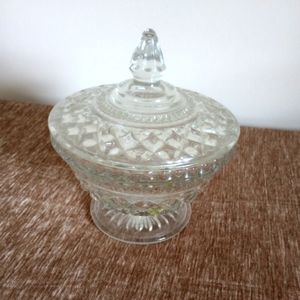 Wexford Anchor Hocking Pressed Glass Covered & Footed Candy Dish, Panel Lid